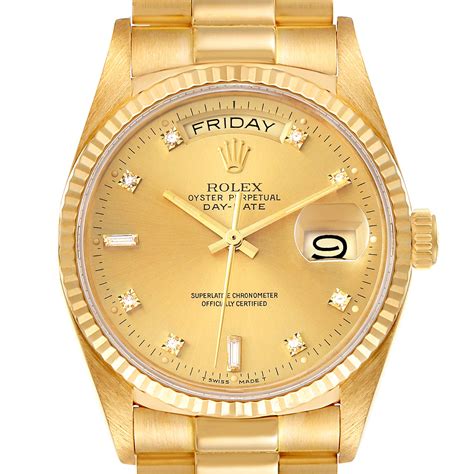 mens 18k gold rolex day date president watch|rolex day date watch.